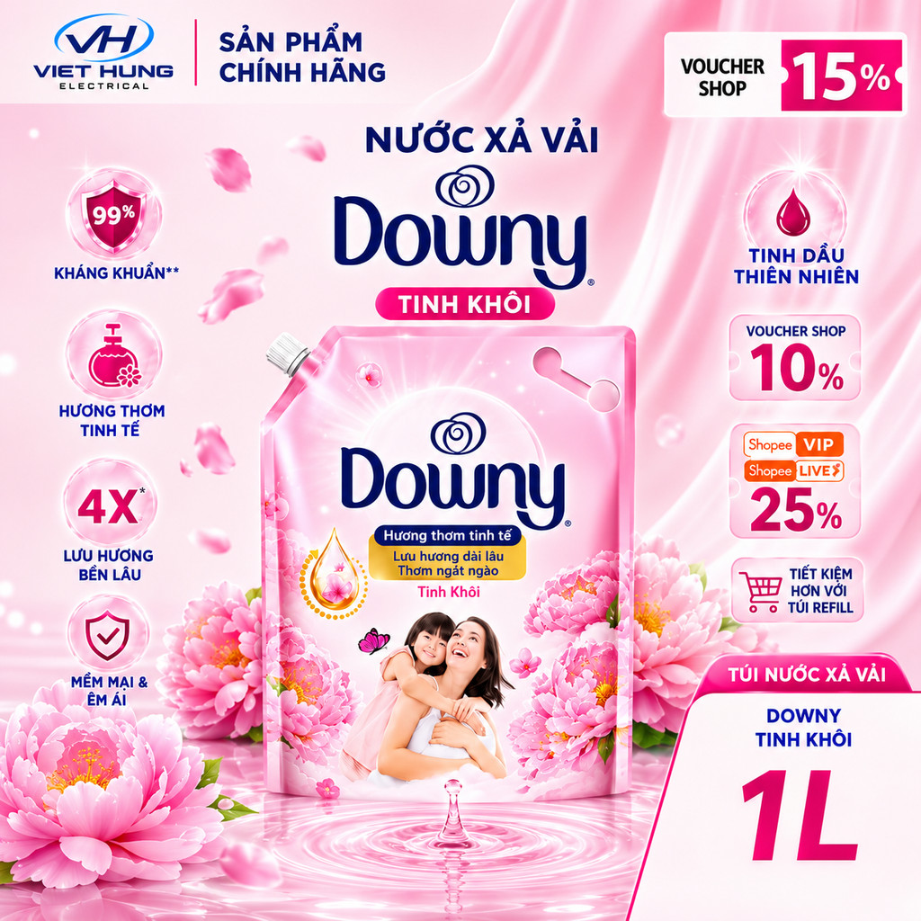 Nước Xả Vải Downy Tinh Khôi Túi 1L