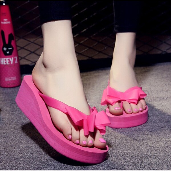 | jacuzzi sandals | beach sandals ☬Nơ Flip-Flops Nữ Mùa Hè 2026 Influencer Wedge Flip-Flops Dép Chốn