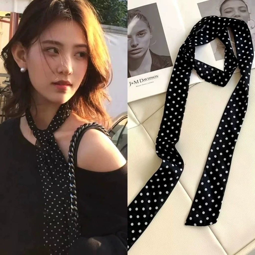 Khăn quàng choàng cổ làm thắt lưng thời trang chấm bi AAA iLita phụ kiện dễ thương cho nữ đẹp Hàn Qu