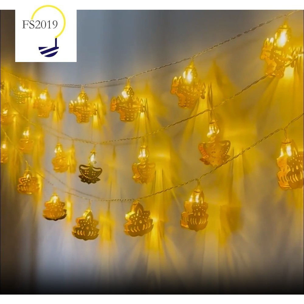 Ấn Độ Diwali Dây Đèn LED Lễ Hội Đèn Trang Trí Hoa Sen Đèn Nến Hari Deepavali Light FS2025