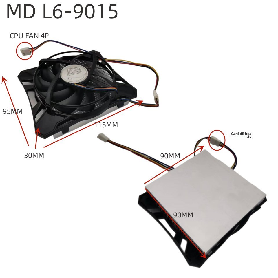 Tản nhiệt mặt lưng VGA L6 cho chip router điện tử quạt 4P siêu êm làm mát bộ nhớ VRAM hiệu quả cao c