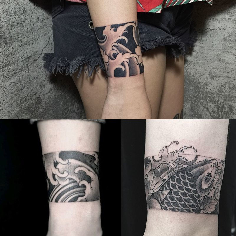 nWaterproof tattoo juice bracelet with semi-reflective ring, personalized and non-fading, herbal arm