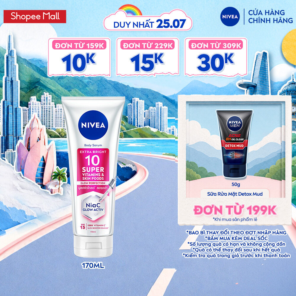 Serum Dưỡng Thể NIVEA 10 Super Vitamins & Skin Foods Sáng Da Mờ Thâm Sau 5 Ngày (170 ml) - 93830