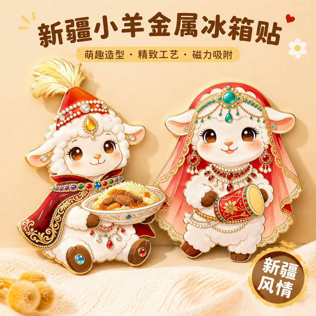 Miếng Dán Thấm Hút Khu Vực Phương Tây Dễ Thương Trang Trí Cừu Tủ Lạnh Từ Thịt Cừu Dòng Tay Tân Cương