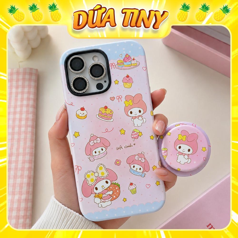 Ốp iPhone My Melody Hồng Pastel Bánh Ngọt Cute và Pop Hít Từ Tính, Ốp Nhám 2 lớp Chống Xốc prm pro