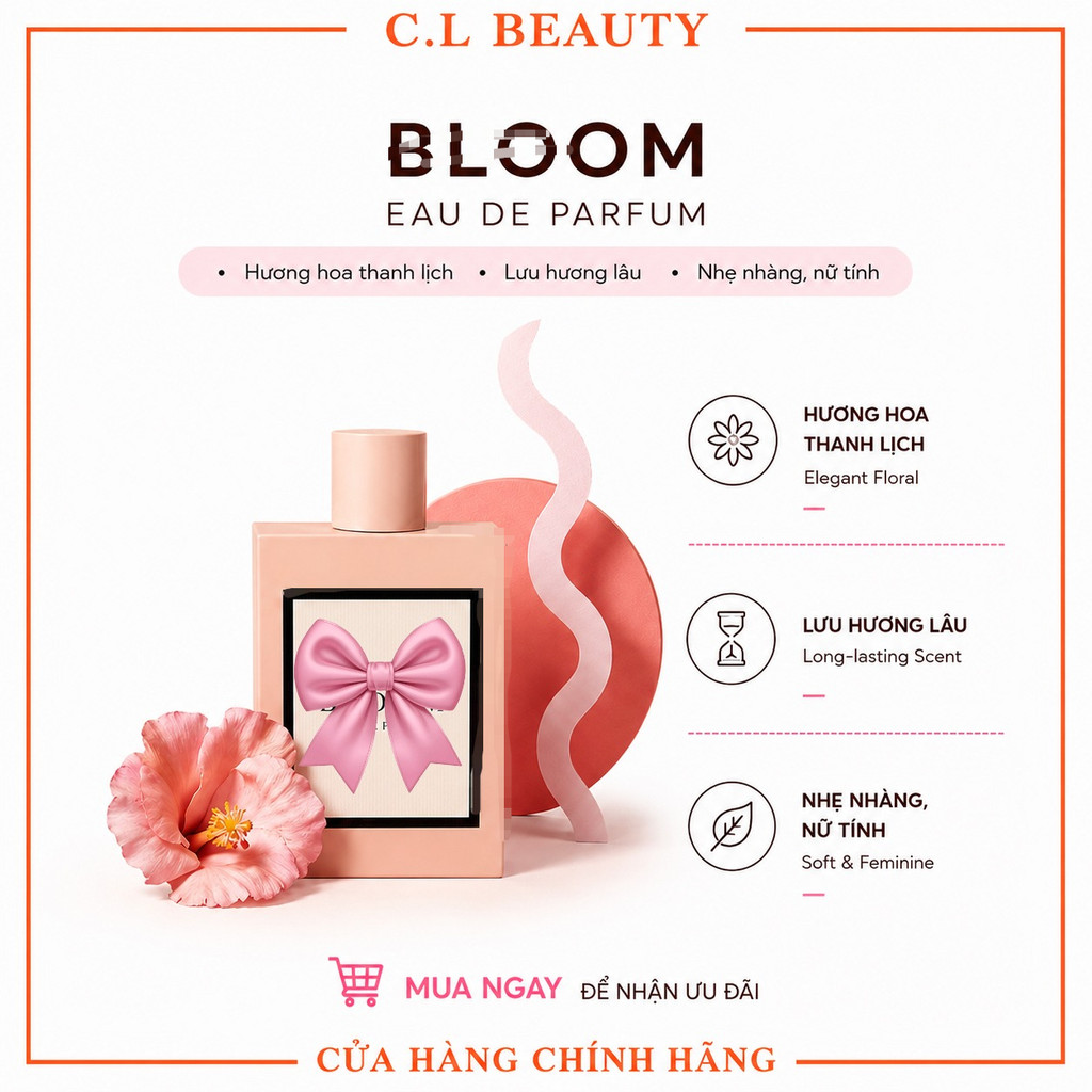 【Chính Hãng】𝔊𝔲𝔠𝔠𝔦 Bloom EDP 100ml | Nước Hoa Nữ Cao Cấp Hương Hoa Lưu Hương Lâu