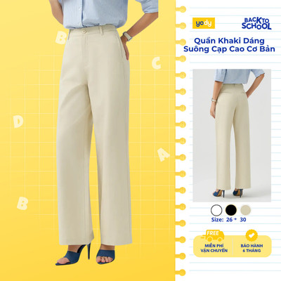 Quần Khaki YODY Dáng Suông Cạp Cao Cơ Bản TRA  WCCH25A051