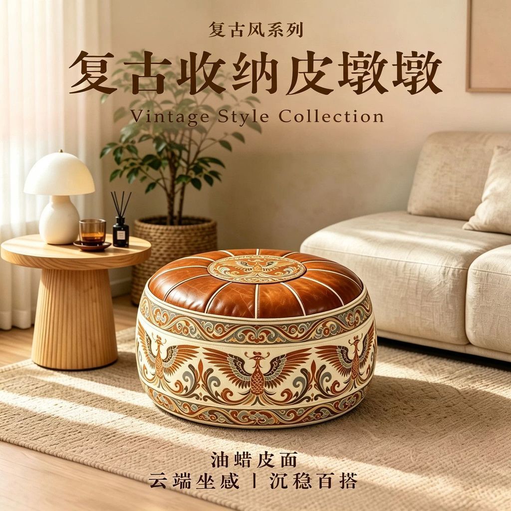 Ma-rốc Tròn Đa Năng Lưu Trữ Pier Da Sofa Pier Quần Áo Cũ Tidy-up Lưu Trữ Pier