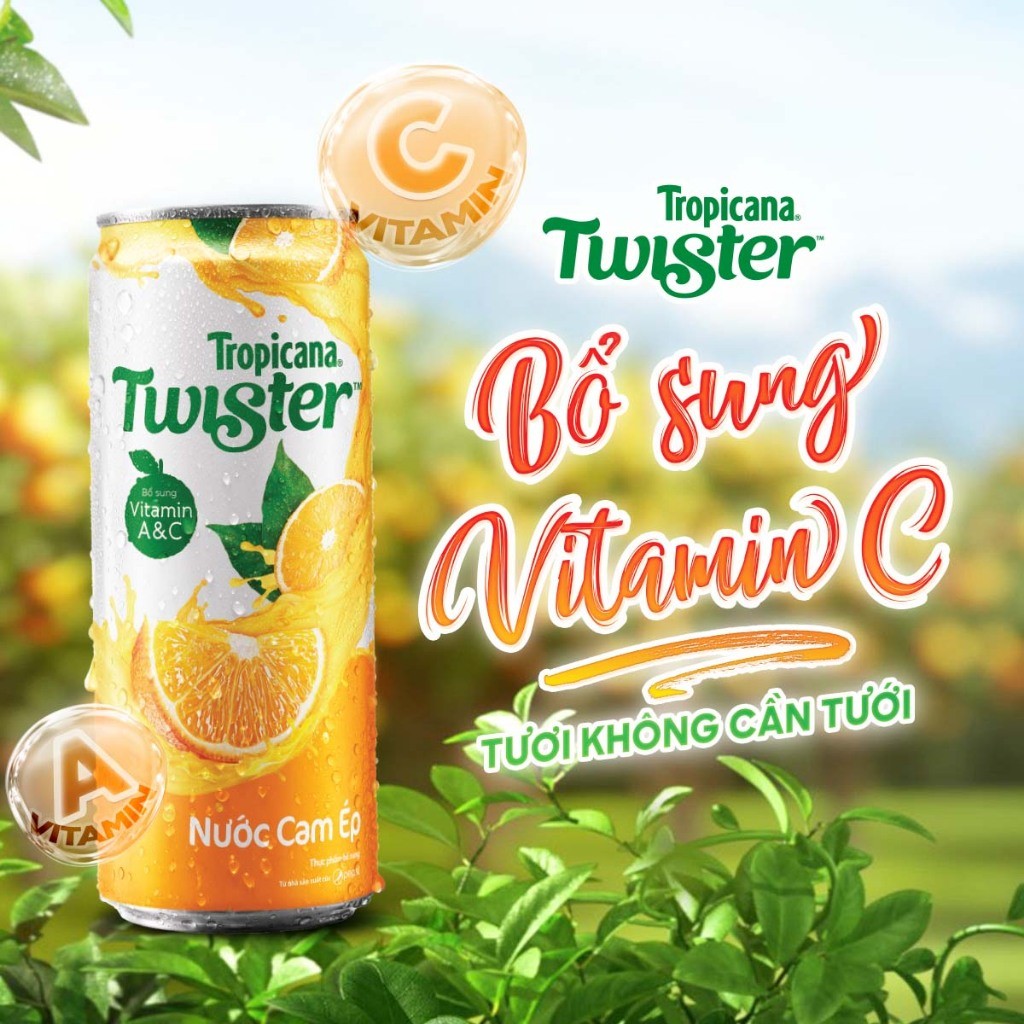 [THÙNG 24 LON] Nước Cam Ép Twister 320ml – Nước Giải Khát Từ Cam Tươi