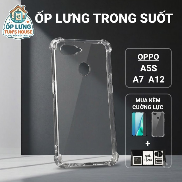 Ốp lưng Oppo A5S, A12, A7 Ốp Nhà Tun trơn trong suốt | Ốp điện thoại Oppo dẻo bảo vệ camera đt toàn 