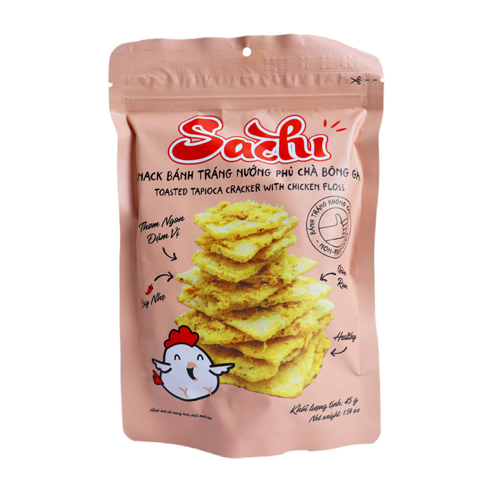 Snack bánh tráng nướng Sachi phủ chà bông gà 45g - 02840