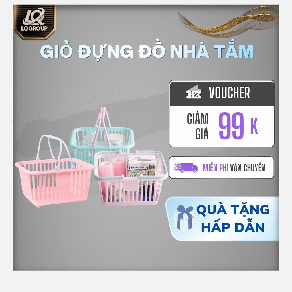 LQ- Giỏ nhựa đựng đồ có quai xách mini màu pastel ngọt ngào (G68)