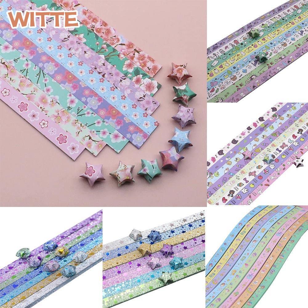 WITTE Star Paper Strip, Giấy Origami Ngôi sao nghệ thuật đầy màu sắc, Phim hoạt hình DIY Ngôi sao ma