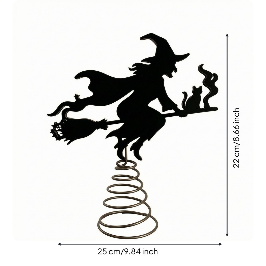Halloween Cây Phù Thủy Topper Gothic Cây Phù Thủy Topper Trang Trí Eerie Vintage