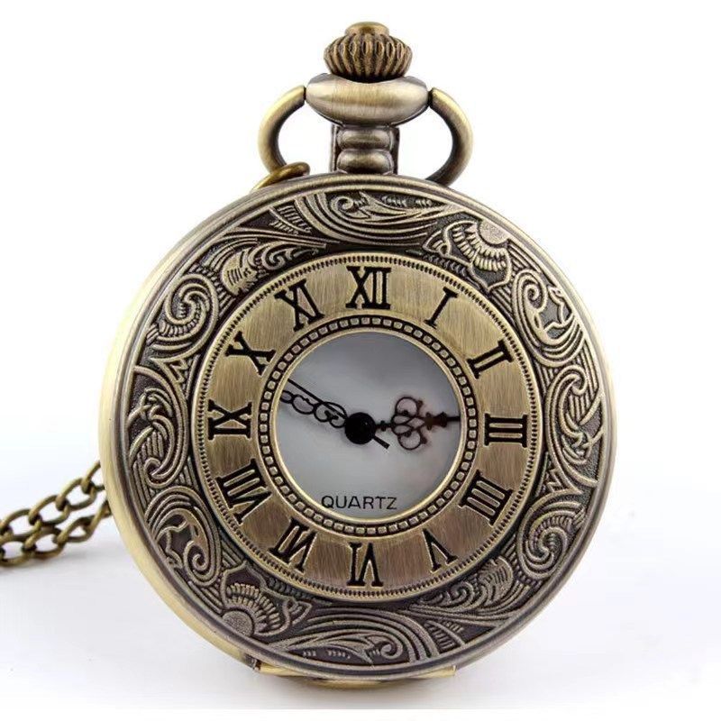 Đồng hồ bỏ túi Đồng hồ bỏ túi Thời trang Retro Case Dial Double Scale Đồng hồ bỏ túi thạch anh