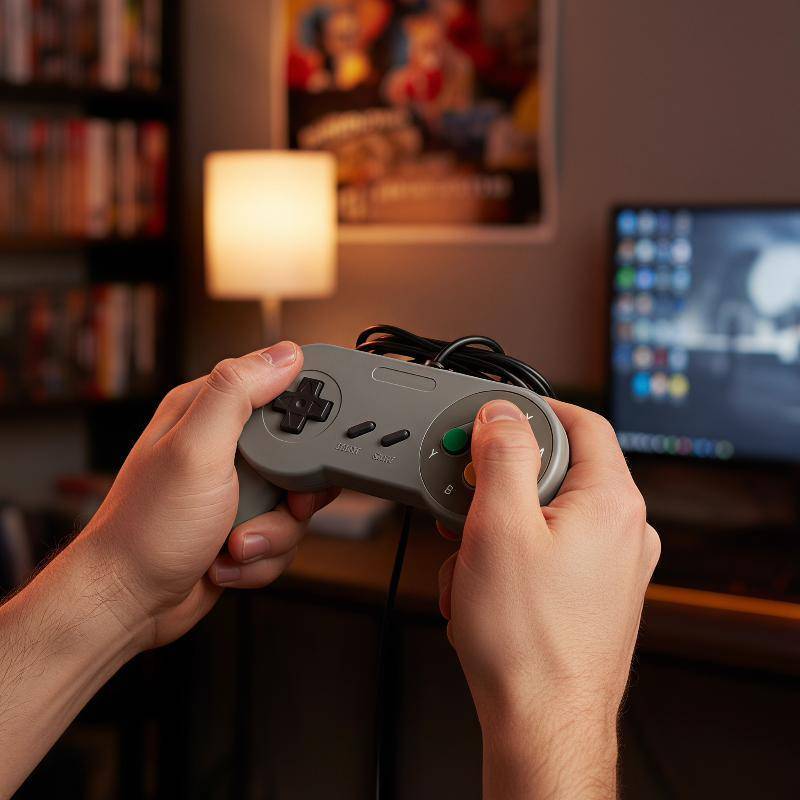 ULJ Wired SNES Classic Retro Tay cầm chơi game Nút có độ nhạy cao Cắm và chạy để giải trí tại nhà.