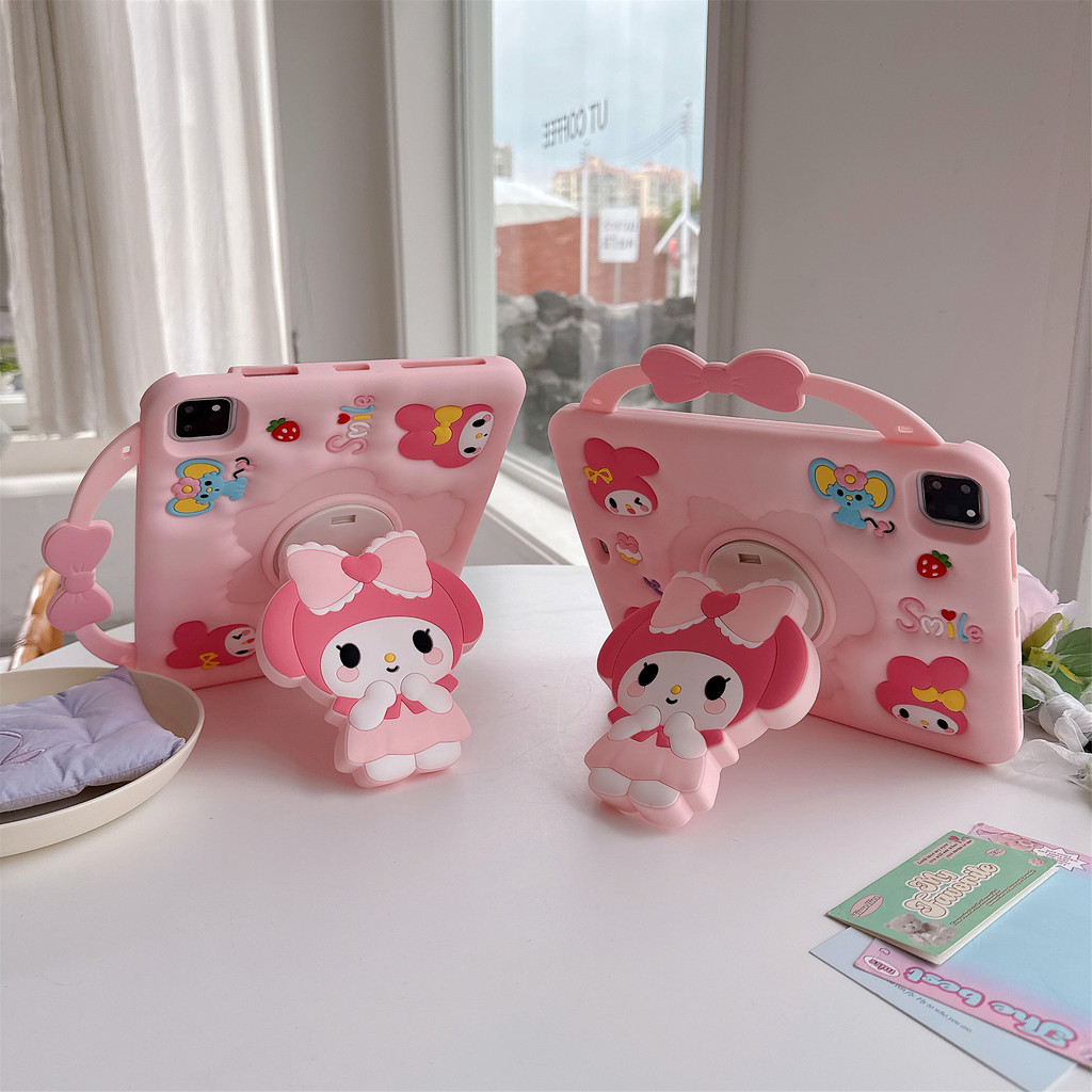 Ốp điện thoại silicon hoạt hình Pink My Melody có chân đế chống sốc cho iPad Air4, iPad Pro 11, iPad