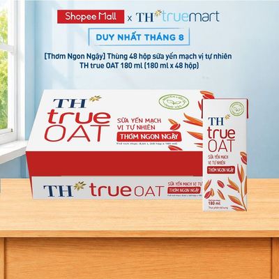 [BAO BÌ MỚI] Thùng sữa yến mạch TH true OAT vị tự nhiên MỚI Thơm ngon ngậy 180ml (48 Hộp)