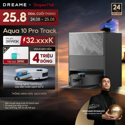 Dreame Aqua 10 Pro Track /Aqua10 Roller Robot hút bụi thông minh | Cuộn lăn lau sát cạnh | Giặt nóng 100℃ | BH 24 tháng