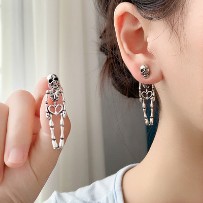 Pinkdudu Punk Đầu Lâu Bông Tai Đồng Hồ Hợp Kim Lễ Hội Dangles Phóng Đại Sáng Tạo Trang Sức Cho Nữ PD2678