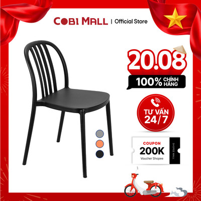Ghế Nhựa Đúc Cao Cấp Lưng Nan Cong Norita Nhẹ Bền Cho Nhà Hàng, Quán Cà Phê Cobi Home