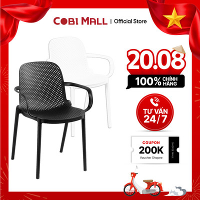 Ghế Nhựa Đúc Ancelloti Cao Cấp Nhẹ Bền, Chịu Lực Tốt Màu Trắng/Đen - Cobi Home