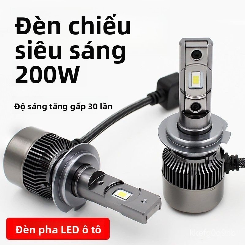 Bóng đèn pha LED 200W cho ô tô H4 H7 H1 9005 H11êu sáng, pha cos tích hợp bền đẹp giao nhanh