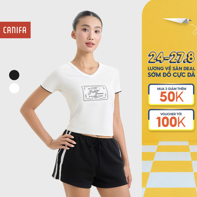 Áo phông nữ dáng ôm có hình in CANIFA 6TS26S023