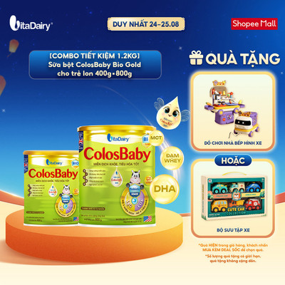[COMBO TIẾT KIỆM 1.2KG] Sữa bột ColosBaby Bio Gold cho trẻ - Hỗ trợ tiêu hoá, bổ sung dinh dưỡng - Lon (400g+800g)