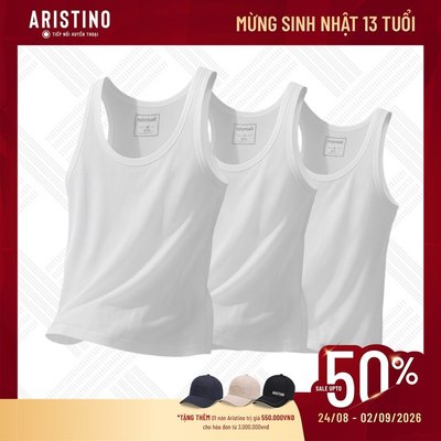 Combo 3 Áo Ba Lỗ Tanktop Nam Basic Aristino Cotton thoáng khí, mát mẻ dễ vận động ATT001EXP03