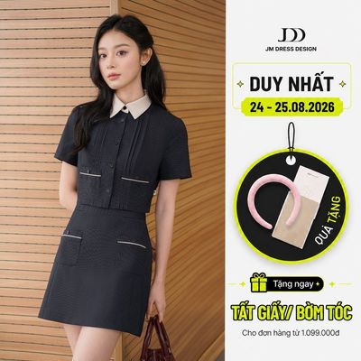 Set Áo cổ đức dâng croptop 2 túi ốp 2T09.2503K, Chân váy chữ A 2 túi ốp 4S11.2503K, bộ đồ công sở tiểu thư thanh lịch JM