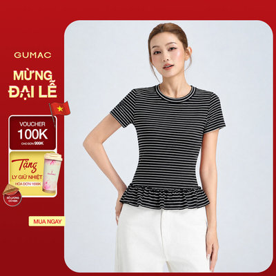 [VOUCHER 25%] Áo Thun Nữ GUMAC Form Ôm Cổ Tròn Tay Ngắn Lai Bèo Nữ Tính Phù Hợp Đi Làm Đi Chơi Hằng Ngày  LATG06043