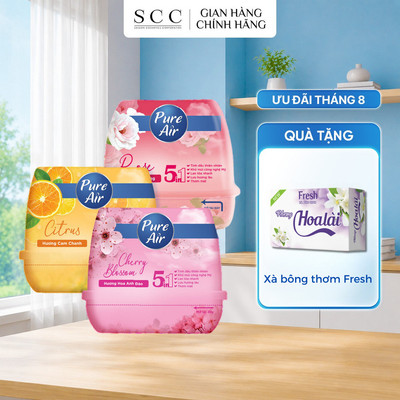 Combo 3 Sáp Thơm Khử Mùi PURE AIR Hương Cam Chanh, Anh Đào, Hoa Hồng 180g/hộp