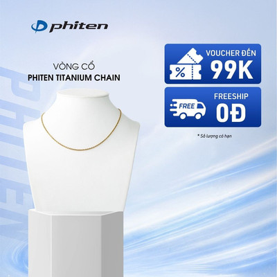 Vòng Cổ Phiten Titanium Chain Necklace Gold IP Adzuki Hỗ Trợ Cân Bằng Cơ Thể Chăm Sóc Sức Khỏe Phong Cách Thời Trang