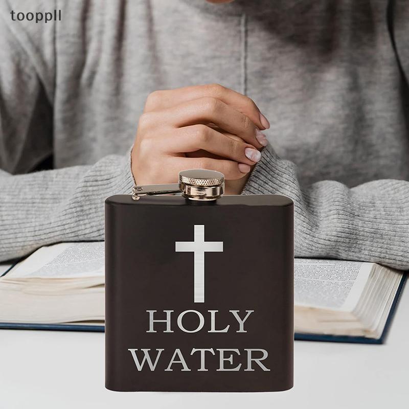 Tooppll] 168ml mô hình chữ thập nước thánh chai đen Hip Flask thép không gỉ Hip Flask Hip Flask nắp 