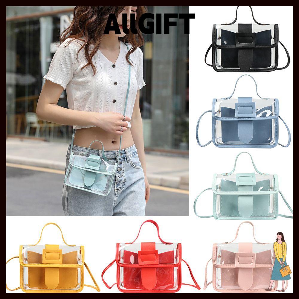 AllGIFT Túi nhắn tin ALLGIFT Túi xách đeo chéo vuông nhỏ trong suốt PVC