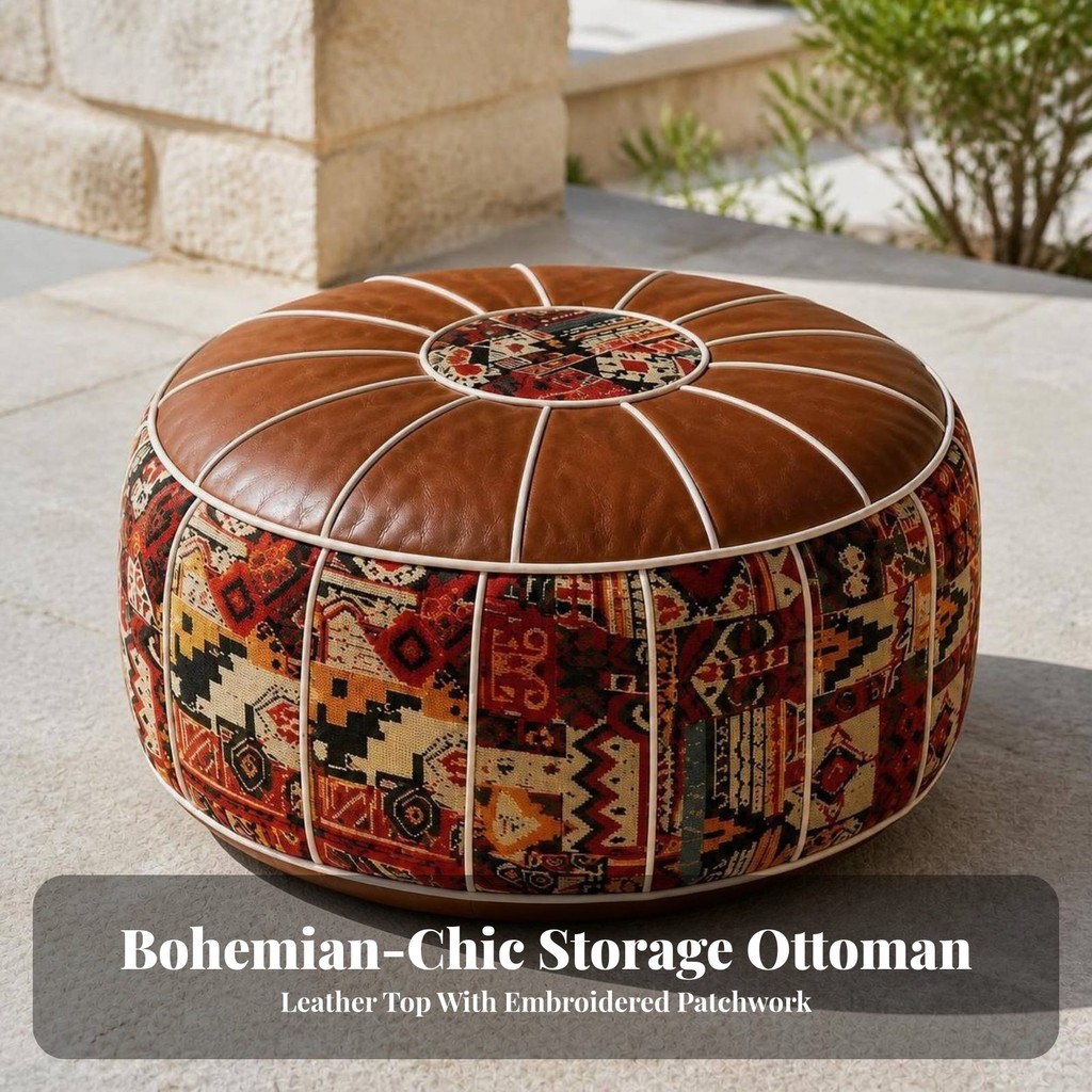 Lưu trữ Ottoman Cover Bohemian Ottoman Cover Footstool Boho Chic Nội thất đa năng cho phòng khách, g