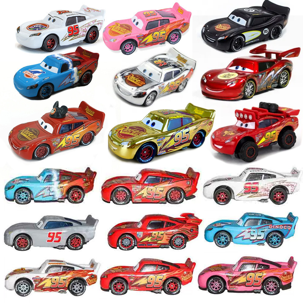 Ô tô Lightning McQueen #95 Mẫu xe hợp kim Mạ bạc vàng Đồ chơi màu xám hai tông Dino
