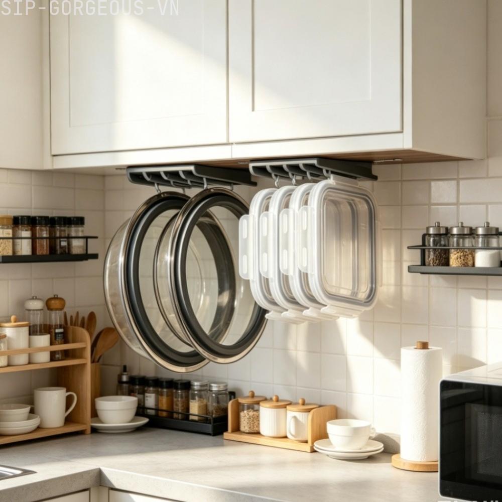 [FUXIN]Food Container Lid Organizer Kitchen Cabinet Organizer Mount Lid Hanger Rack