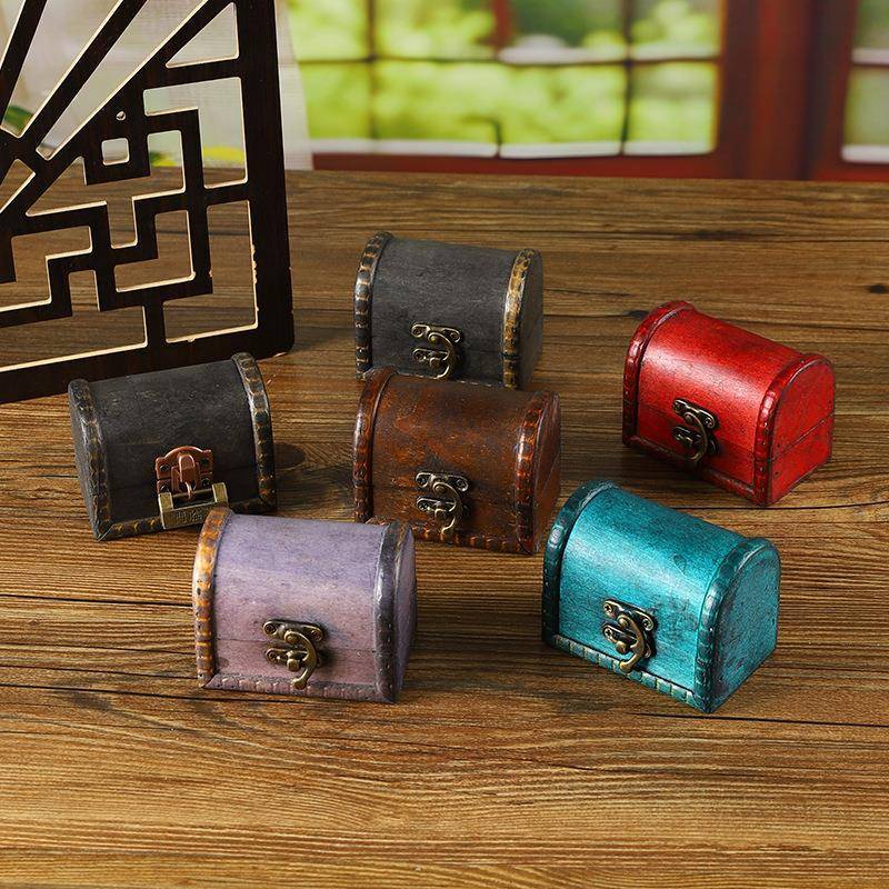 Hộp Kho Báu Retro Hộp Gỗ Tay Nhỏ Hộp Trang Sức Khóa Mật Khẩu Hộp Bảo Quản Trang Sức Mini Tinh Tế Hộp