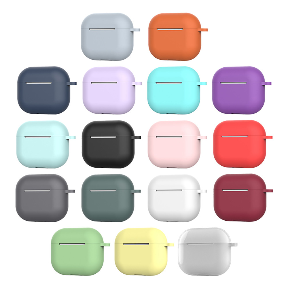 Dành Cho Apple Airpods 3 Ốp Lưng Airpods3 Air Pods3 3 Silicon Mềm Bảo Vệ Màu Trơn Có Khóa Thắt Lưng 