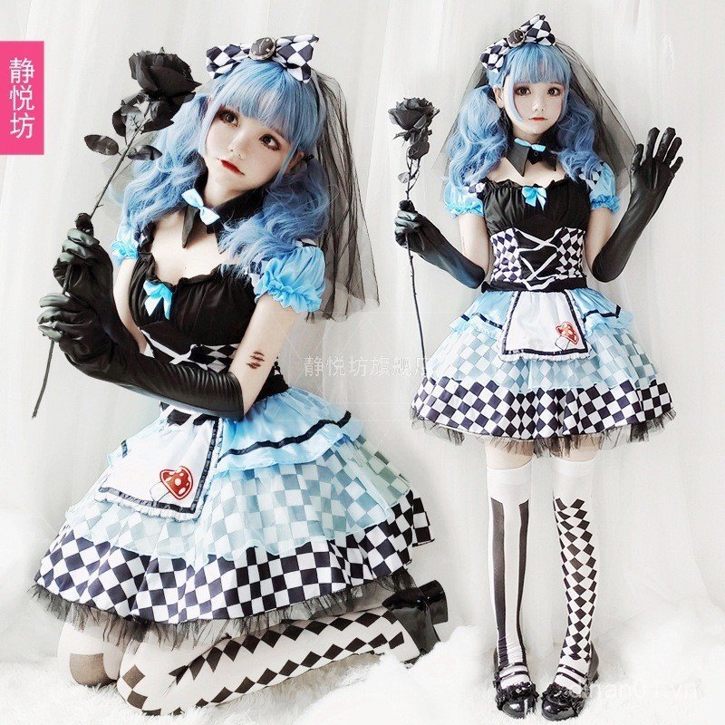 Trang Phục Nữ Alice Người Giúp Việc Ma Cà Rồng Chú Hề Trang Phục Cô Gái lolita Pettiskirt Công Chúa 