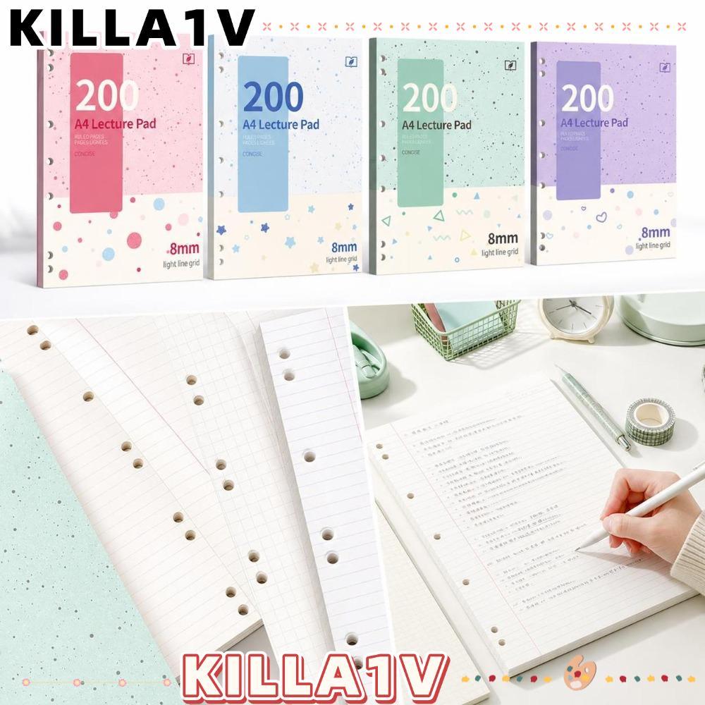 Sổ tay lá rời KILLA1V, Sách sắc nét A4 200 trang, Sổ tay viết theo quy tắc ngang dày Sử dụng văn phò