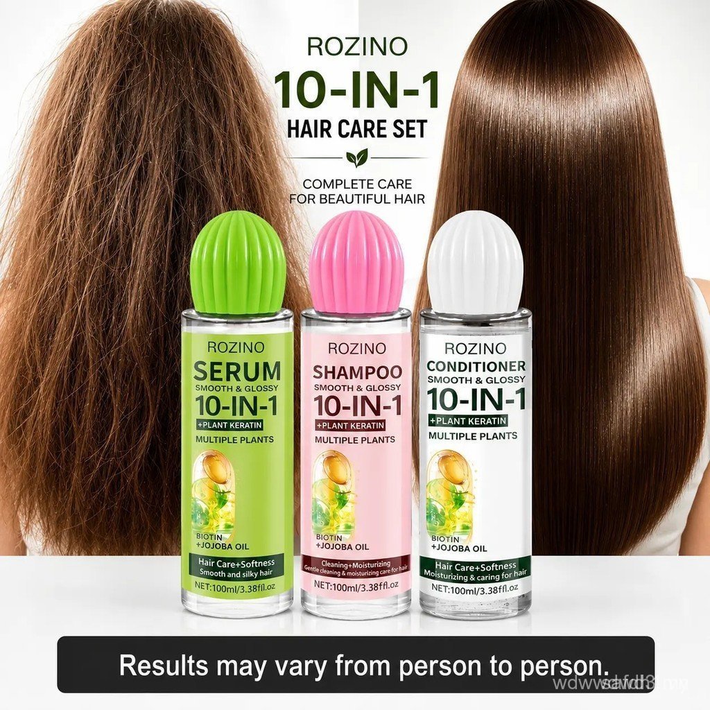 ROZINOShampoo, Dầu xả & HairSerumSet-100ml * 3Each, Keratin, Biotin & JojobaOil, DailyHairCareCollec