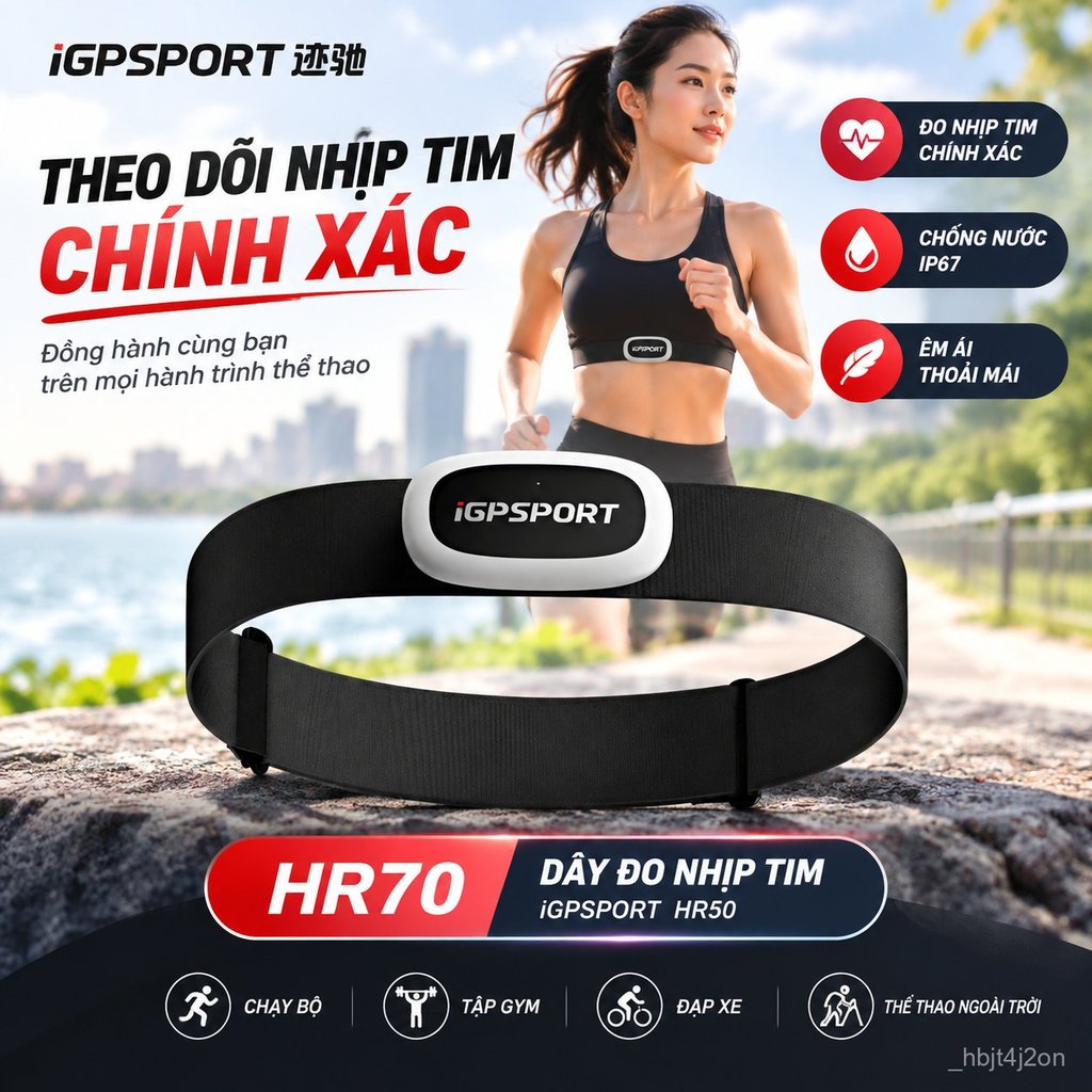 Dây đeo đo nhịp tim HR70/HR50 iGPSPORT chống trượt, phụ kiện chạy bộ thể thao chính hãng