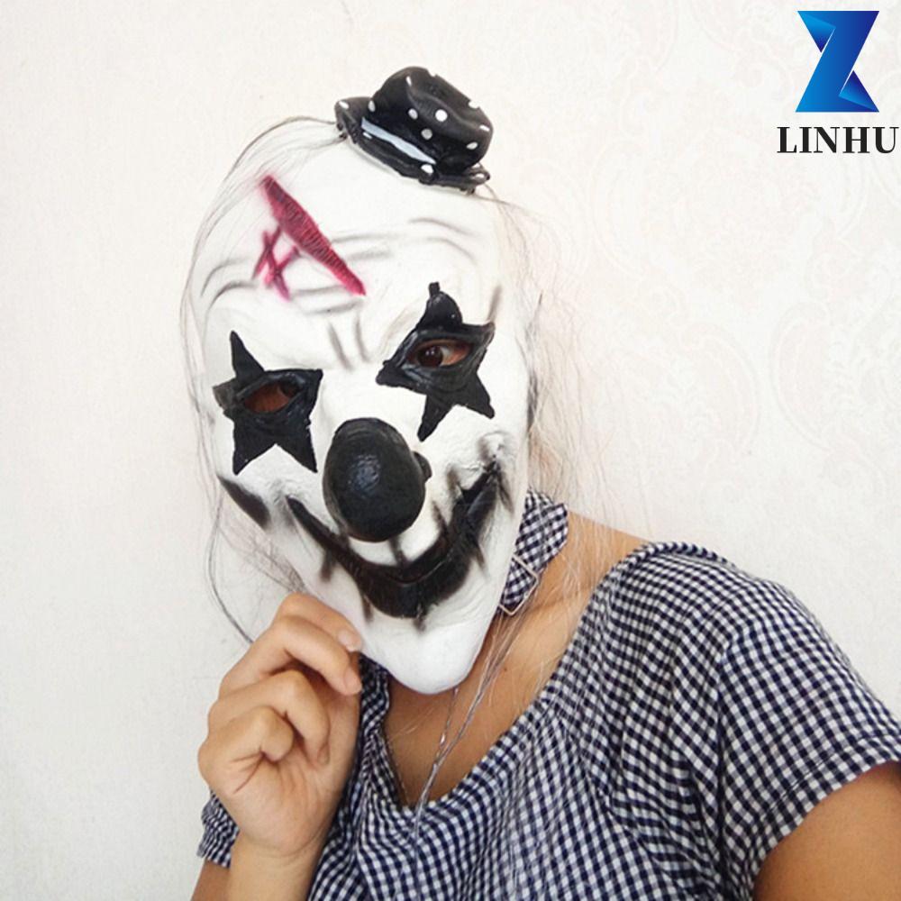 LINHU Halloween Full Face Mask, Latex Dress Up Halloween Clown Facemask, Mũ đội đầu dành cho người l
