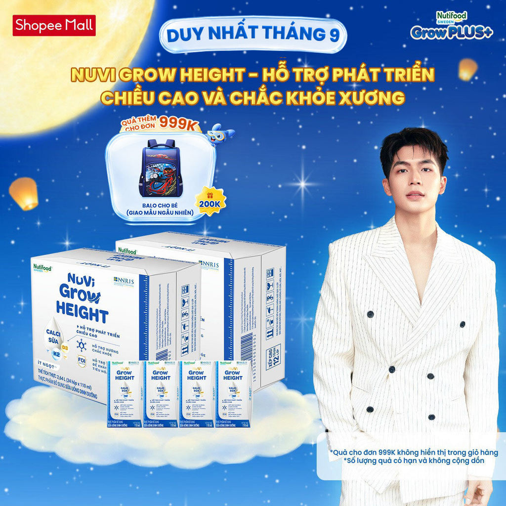 [TX] Combo 2 Thùng 24 hộp SBPS Nuvi Grow Height 1+ hỗ trợ phát triển chiều cao hộp 110ml