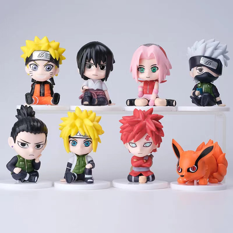 8 mô hình nhân vật Naruto Shippuden Q Naruto Kakashi Shikamaru Cửu Vĩ Hồ anime manga đồ chơi sưu tầm