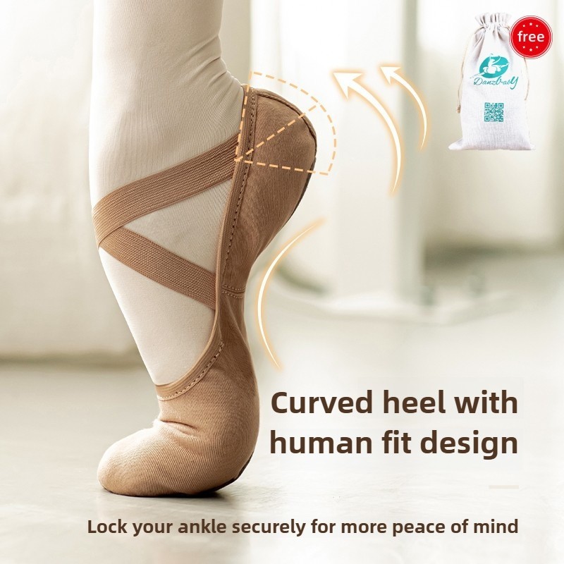 [WDX] Size 22-40, Giày khiêu vũ bằng vải canvas cao cấp dành cho nữ, Giày tập múa canvas màu trơn đơ