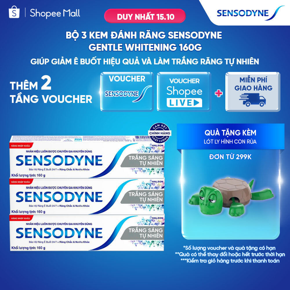 Bộ 3 Kem đánh răng SENSODYNE Gentle Whitening 160g giúp giảm ê buốt hiệu quả…